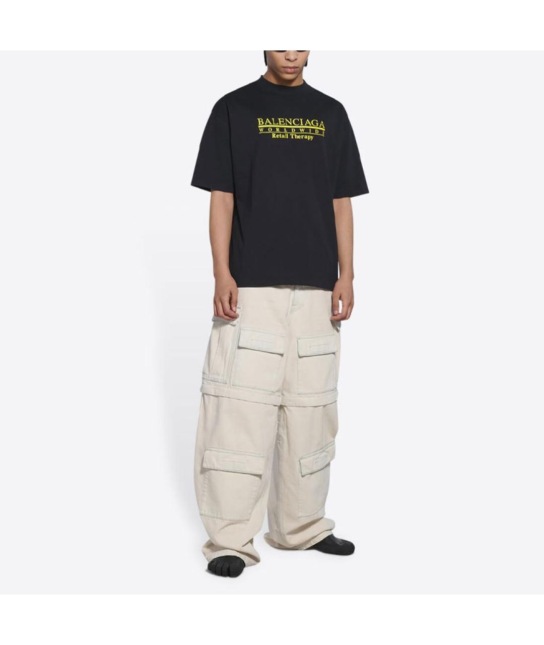BALENCIAGA Черная хлопковая футболка, фото 3
