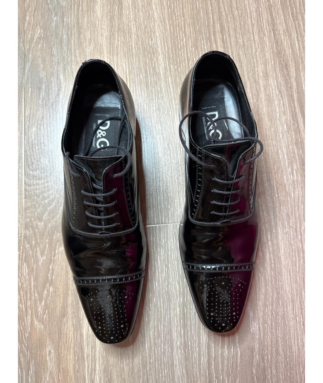 DOLCE&GABBANA Черные кожаные туфли, фото 2