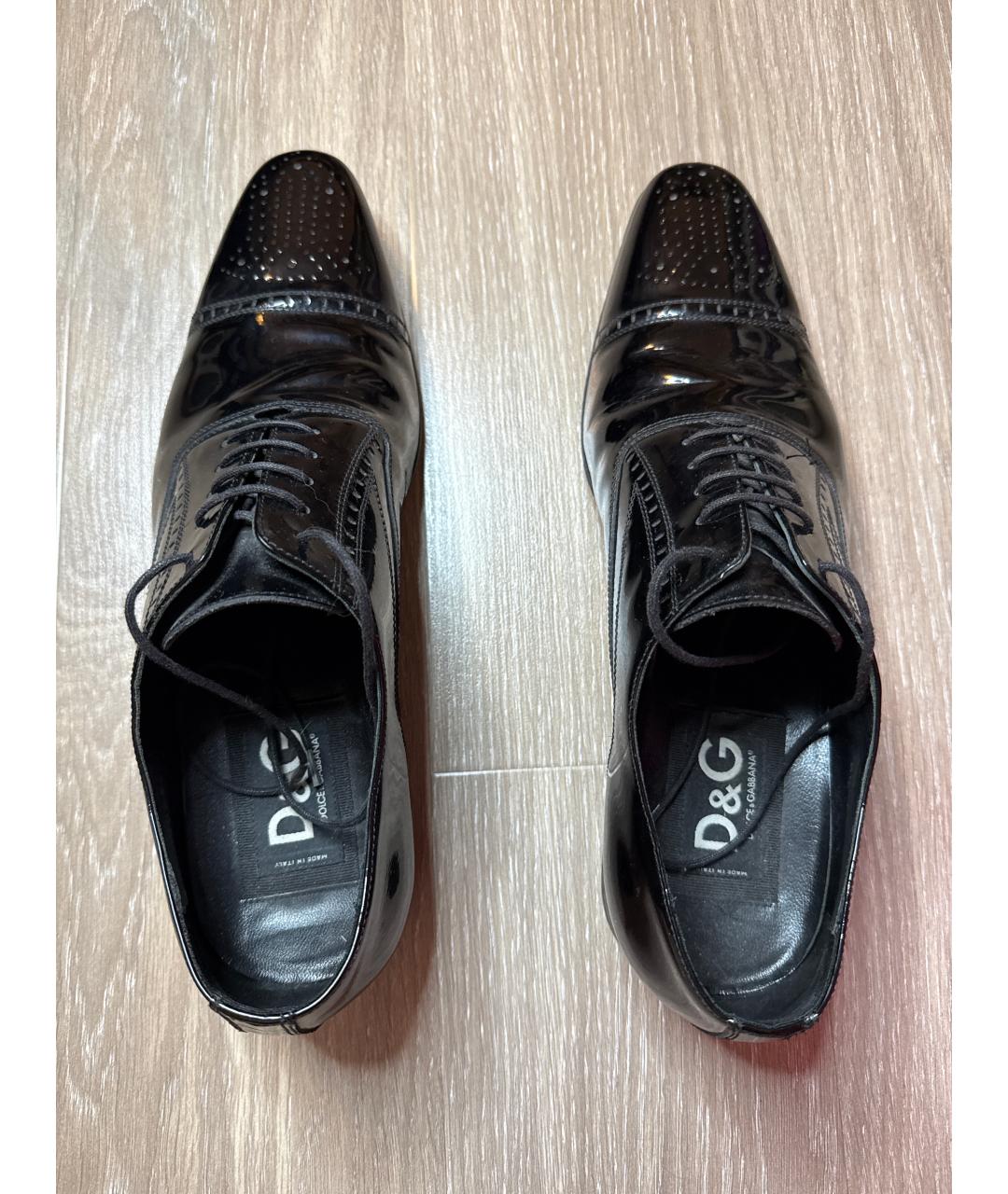 DOLCE&GABBANA Черные кожаные туфли, фото 3