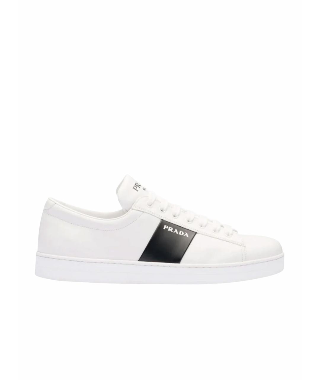 PRADA Белые кожаные низкие кроссовки / кеды, фото 1