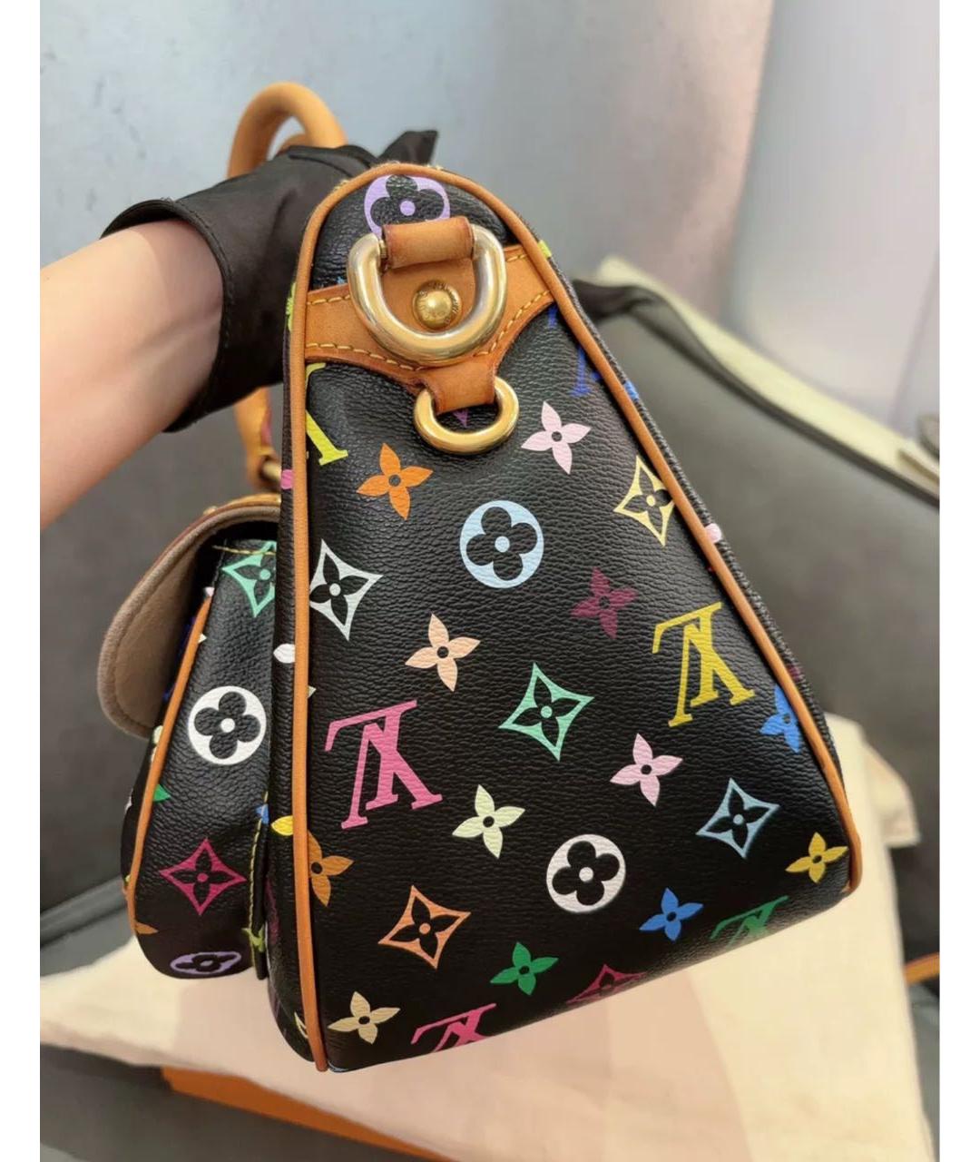 LOUIS VUITTON Черная кожаная сумка с короткими ручками, фото 6