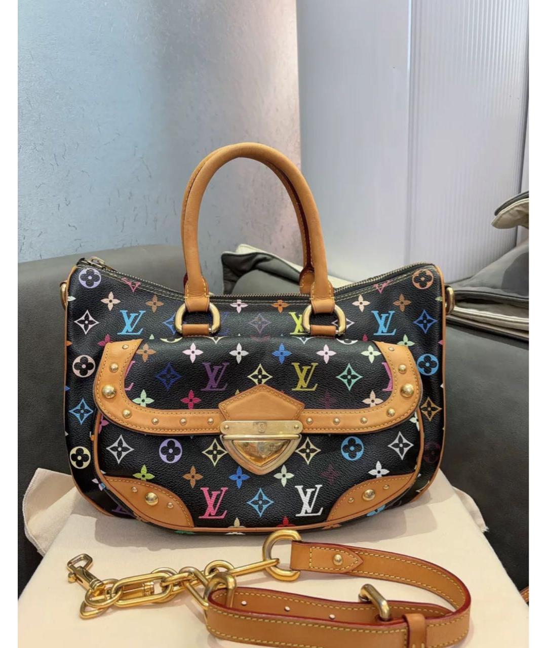 LOUIS VUITTON Черная кожаная сумка с короткими ручками, фото 9