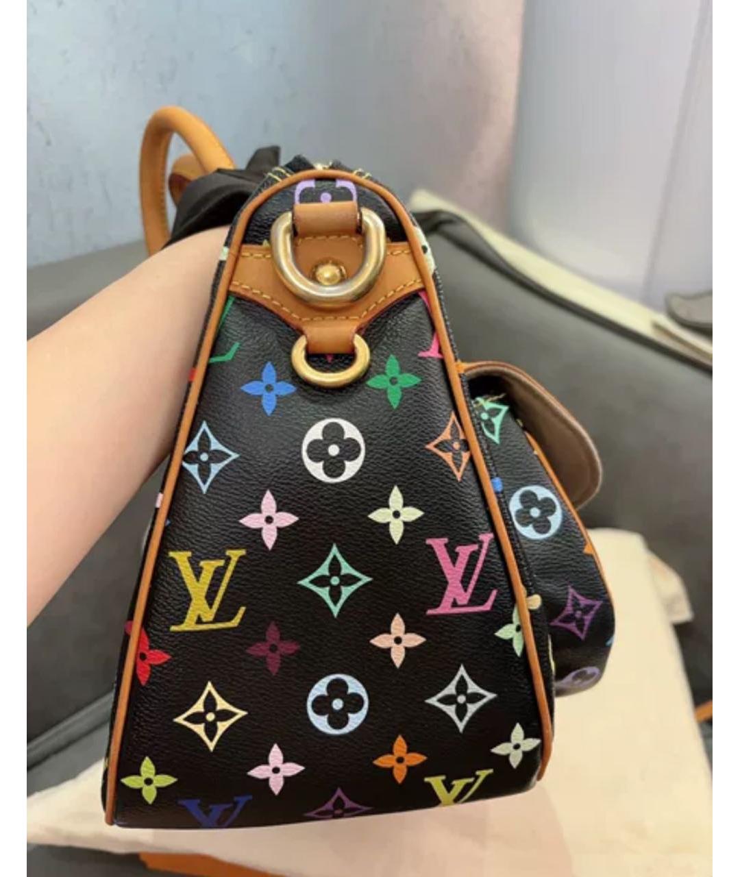 LOUIS VUITTON Черная кожаная сумка с короткими ручками, фото 5