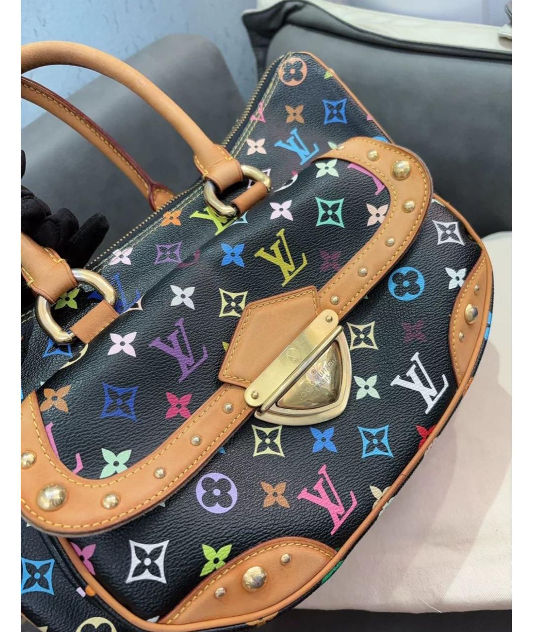 LOUIS VUITTON Черная кожаная сумка с короткими ручками, фото 4