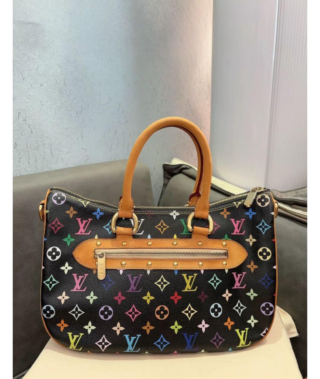 LOUIS VUITTON Черная кожаная сумка с короткими ручками, фото 2