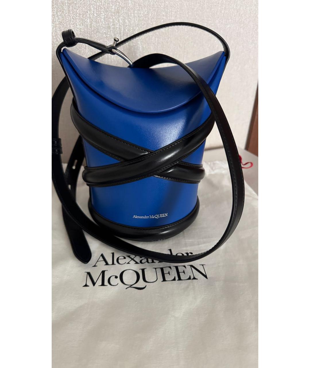 ALEXANDER MCQUEEN Синяя кожаная сумка через плечо, фото 3