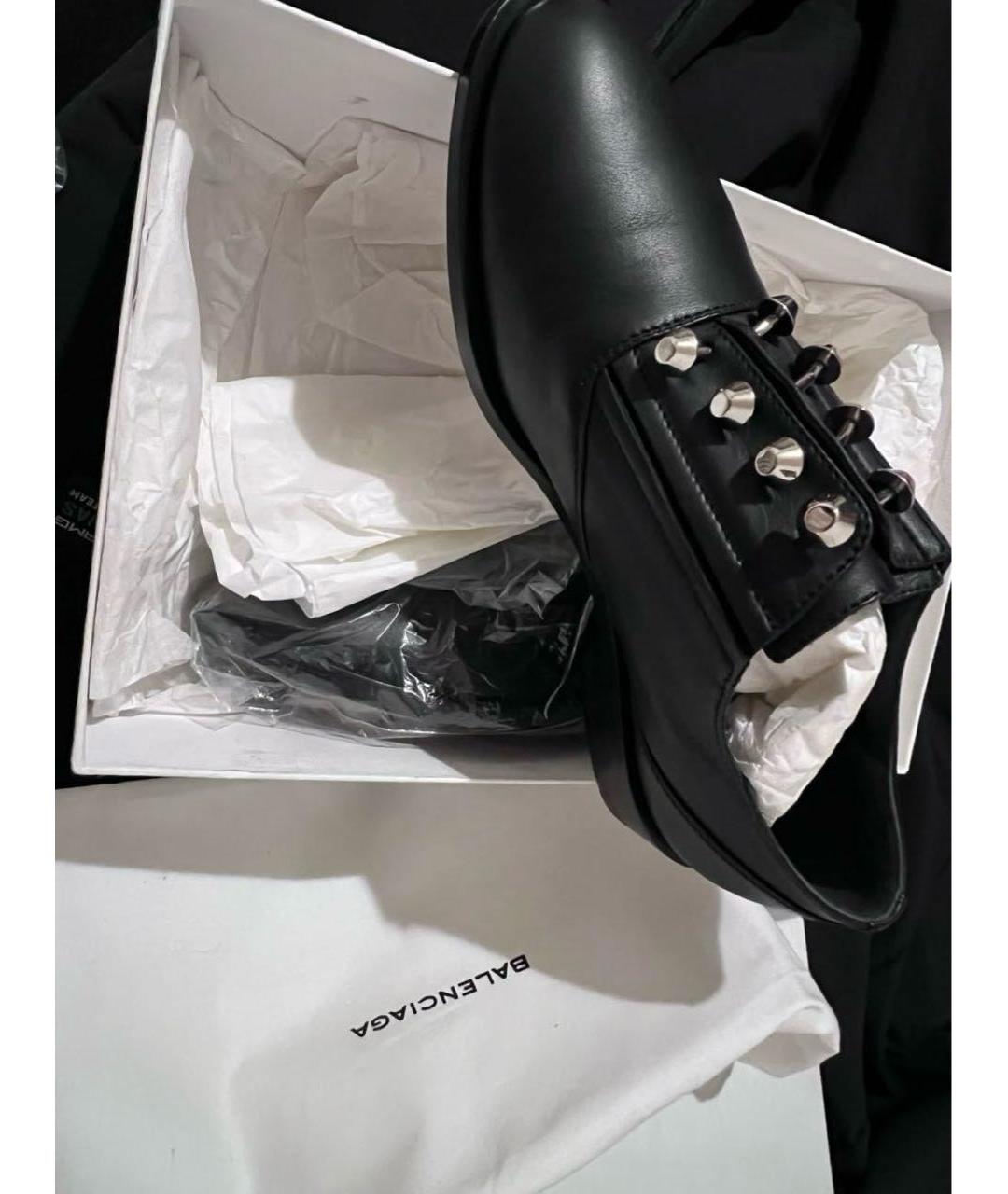 BALENCIAGA Черные кожаные брогги и оксфорды, фото 3