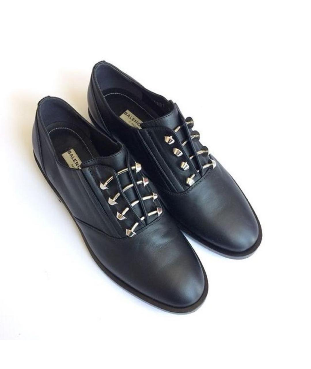 BALENCIAGA Черные кожаные брогги и оксфорды, фото 5