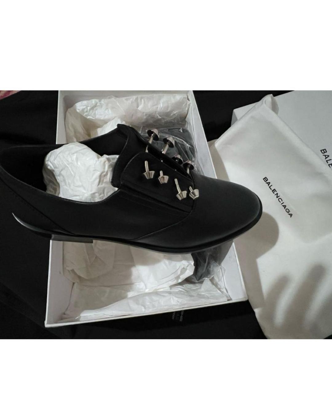 BALENCIAGA Черные кожаные брогги и оксфорды, фото 4