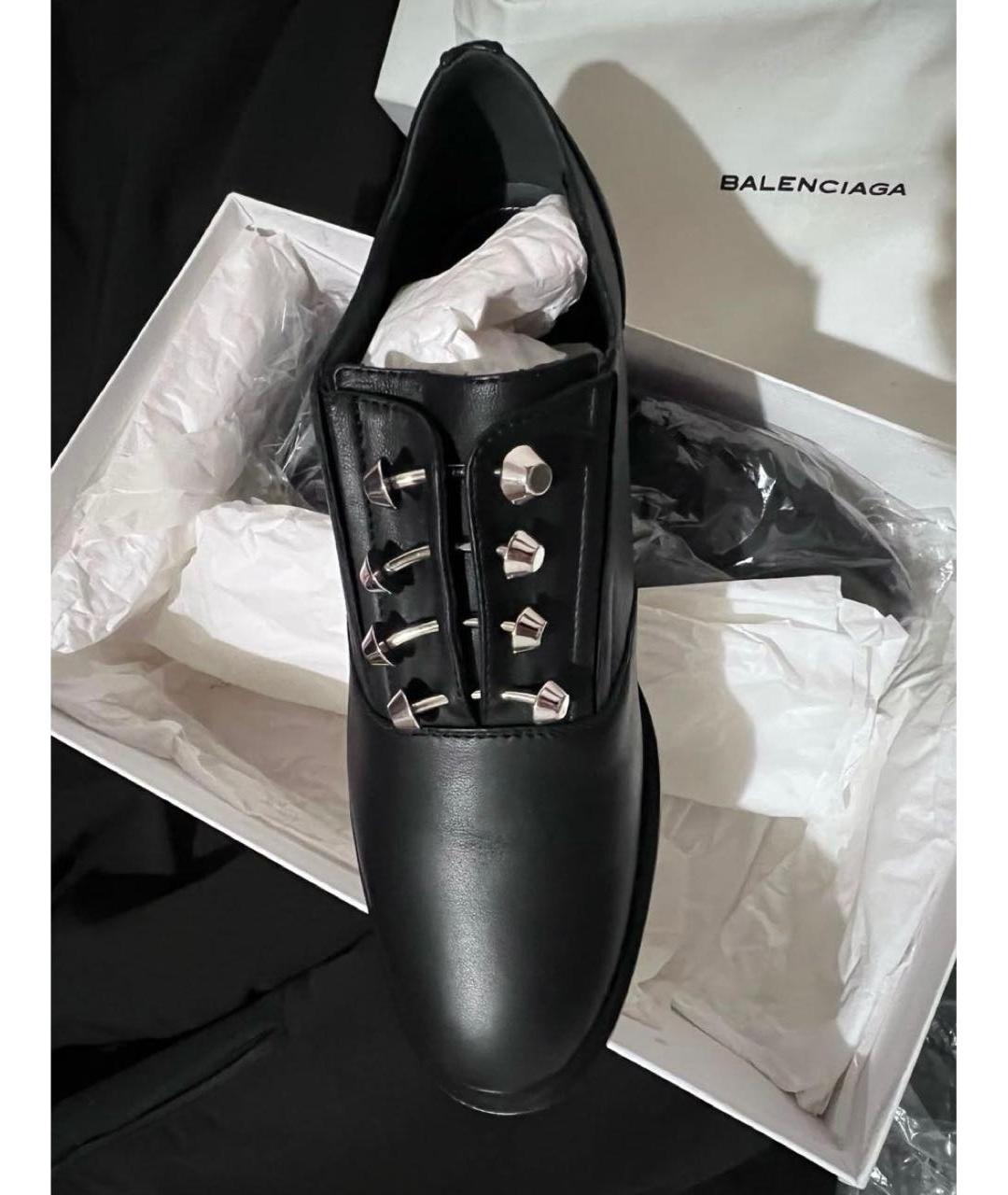 BALENCIAGA Черные кожаные брогги и оксфорды, фото 2