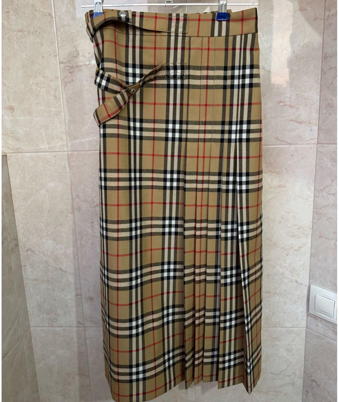 BURBERRY Бежевая юбка миди, фото 4