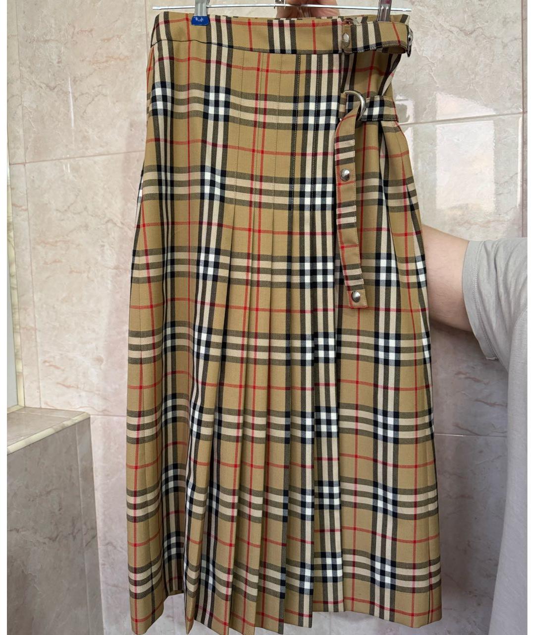 BURBERRY Бежевая юбка миди, фото 8