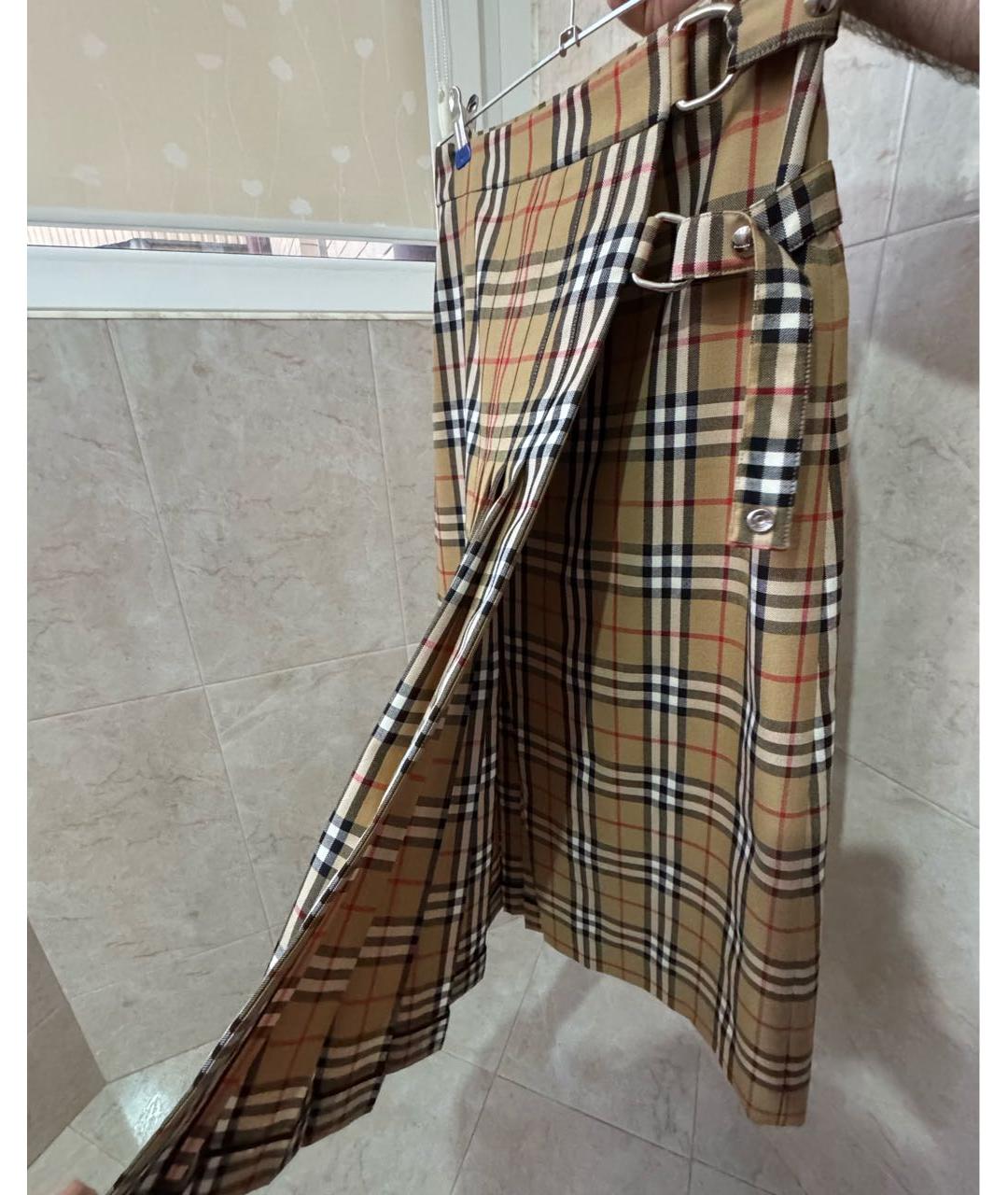 BURBERRY Бежевая юбка миди, фото 3