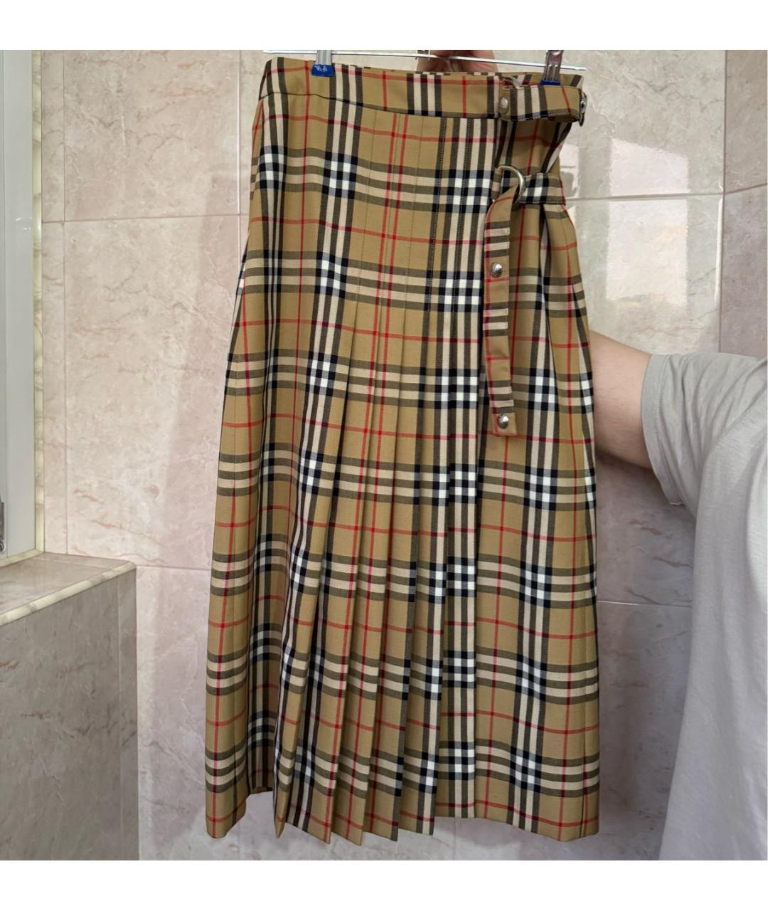 BURBERRY Бежевая юбка миди, фото 2