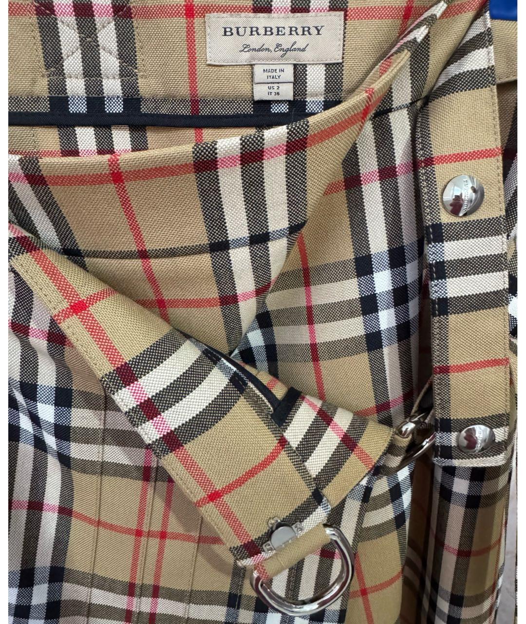 BURBERRY Бежевая юбка миди, фото 7
