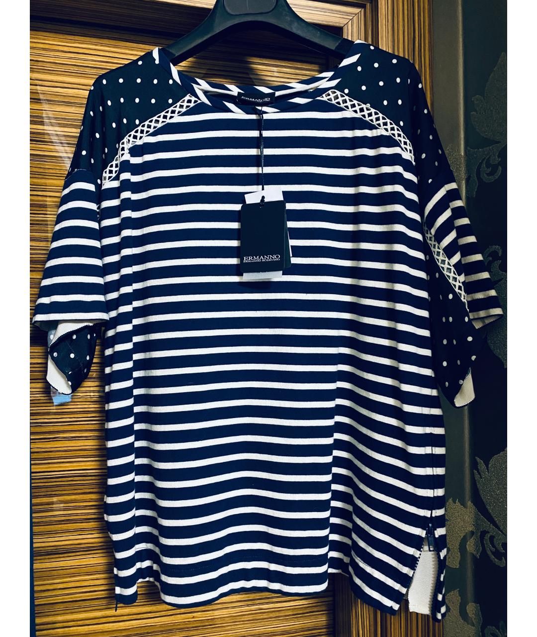 ERMANNO SCERVINO Синий хлопко-эластановый костюм с брюками, фото 7