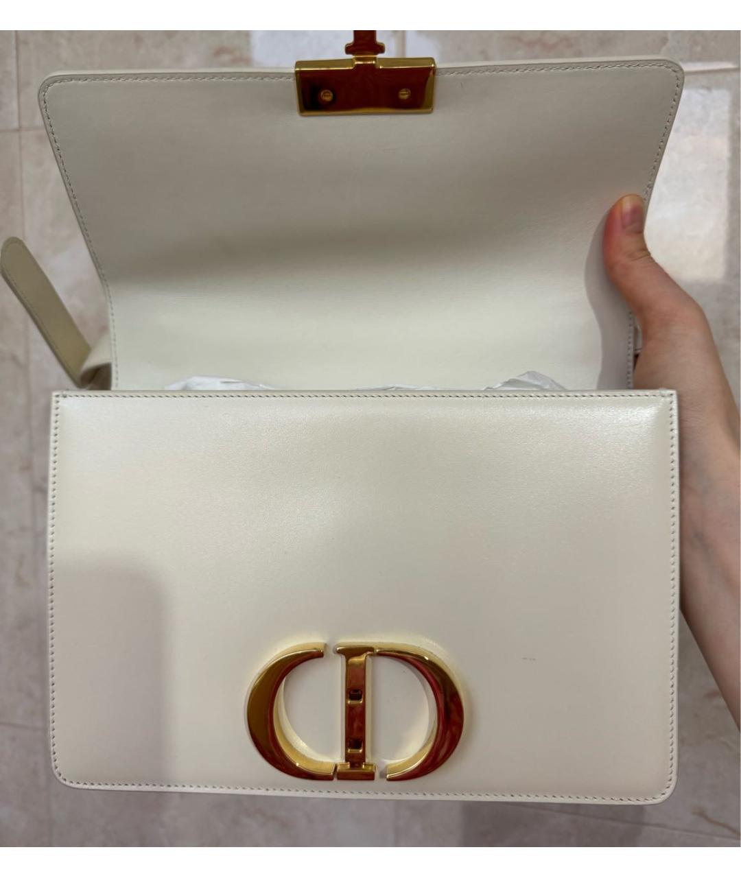 CHRISTIAN DIOR Белая кожаная сумка через плечо, фото 4
