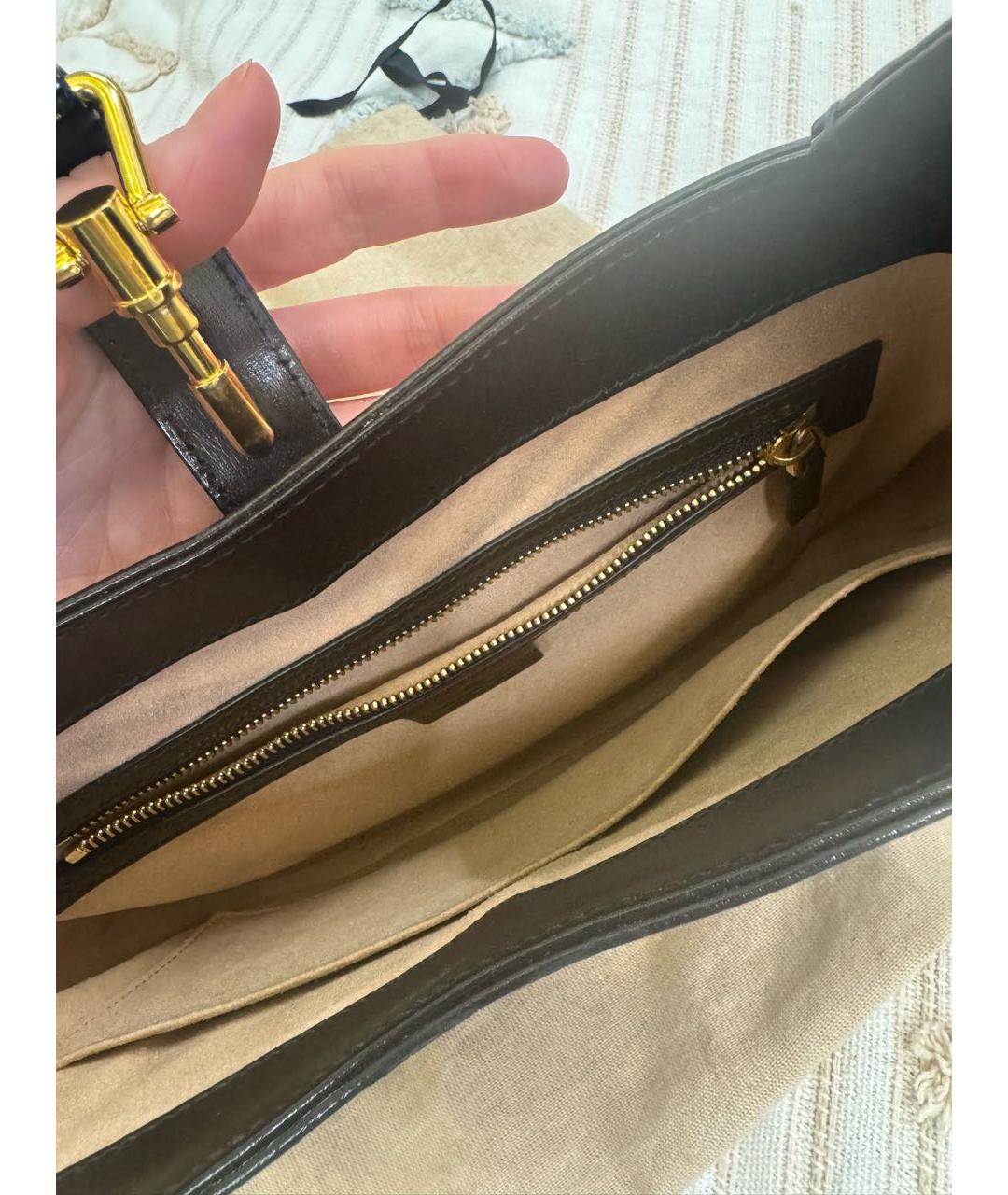 GUCCI Черная кожаная сумка через плечо, фото 4