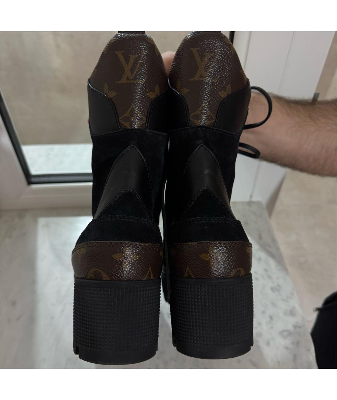 LOUIS VUITTON Черные кожаные ботинки, фото 4