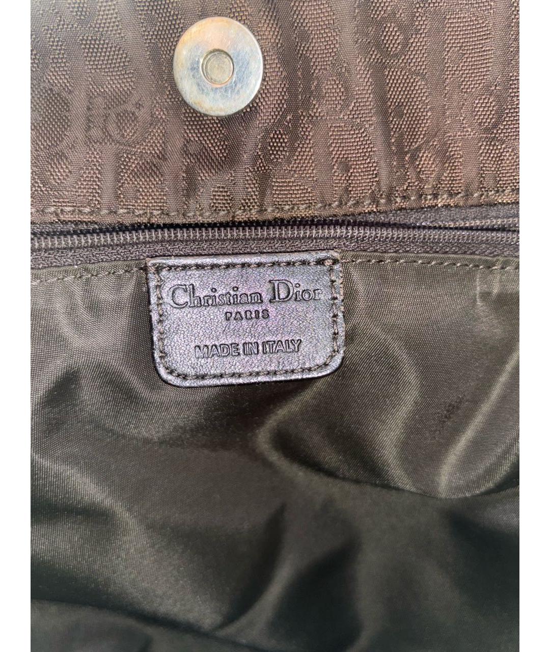 CHRISTIAN DIOR Коричневая кожаная сумка с короткими ручками, фото 5