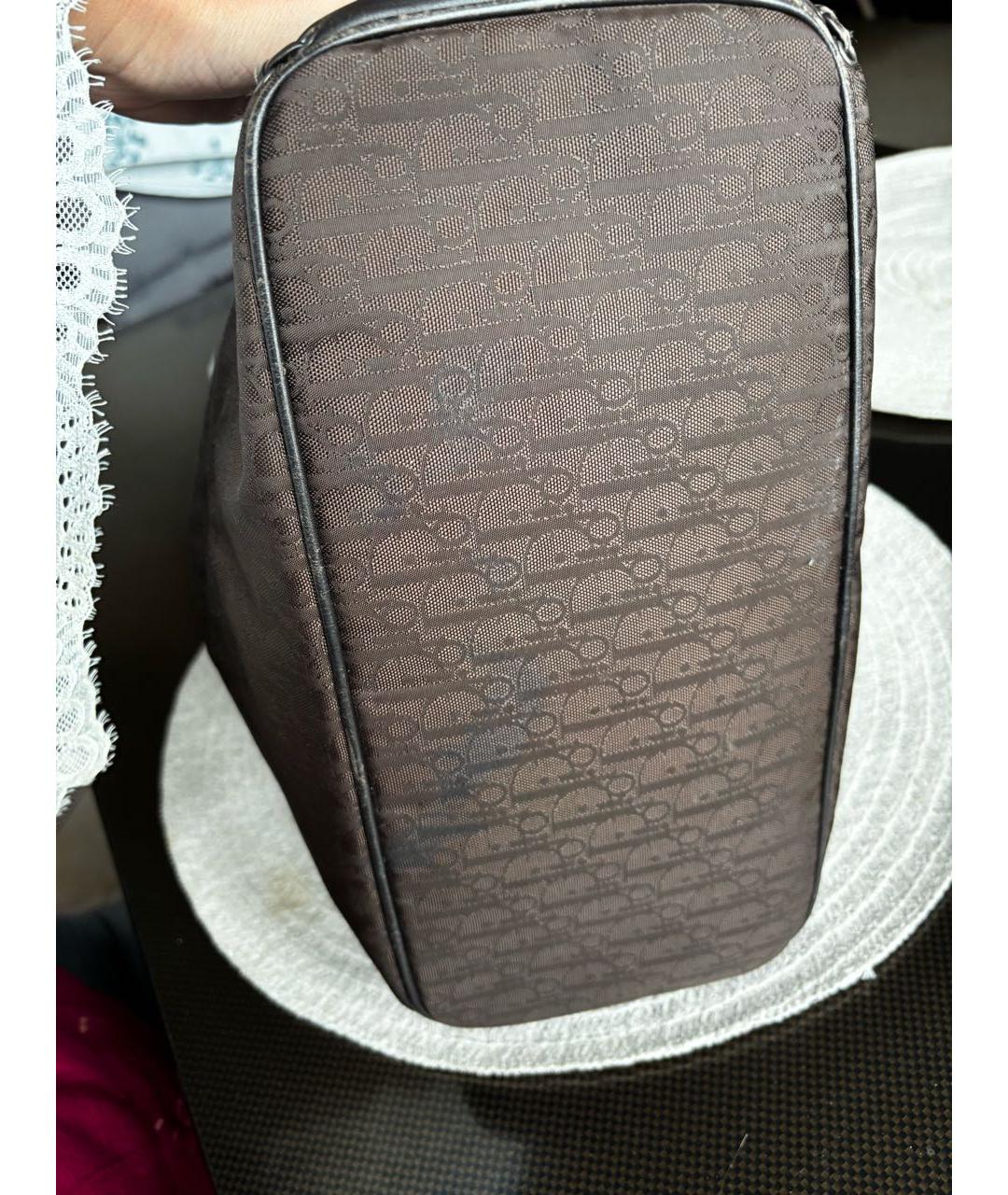 CHRISTIAN DIOR Коричневая кожаная сумка с короткими ручками, фото 6