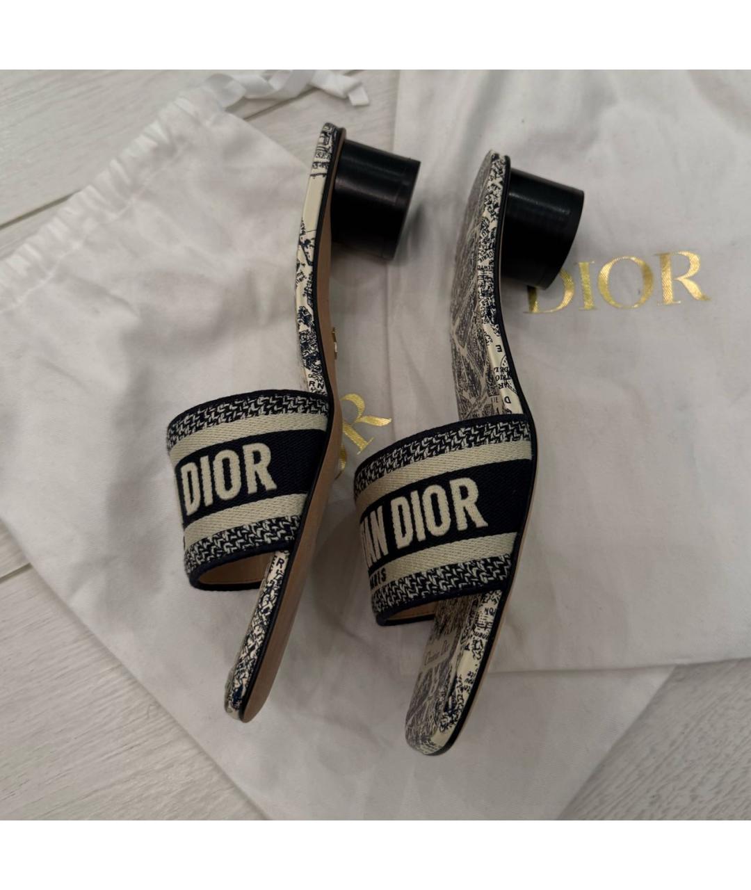 CHRISTIAN DIOR Темно-синие кожаные мюли, фото 7