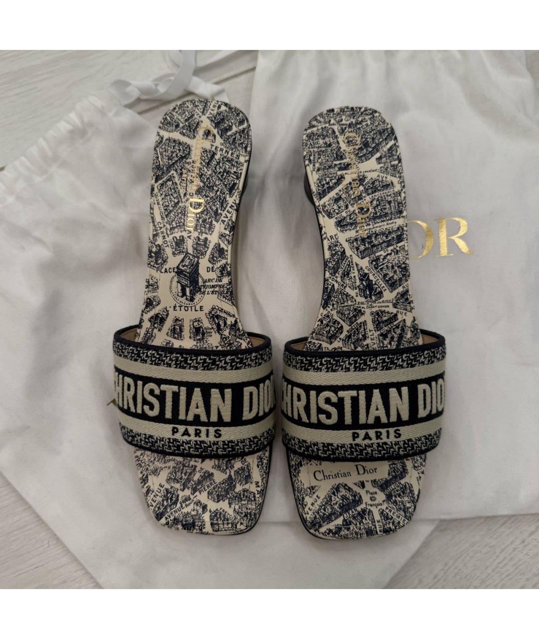 CHRISTIAN DIOR Темно-синие кожаные мюли, фото 2