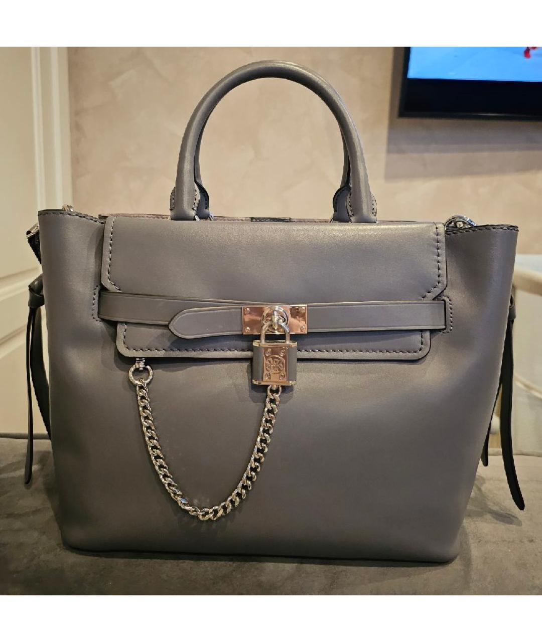 MICHAEL KORS Серая кожаная сумка с короткими ручками, фото 5
