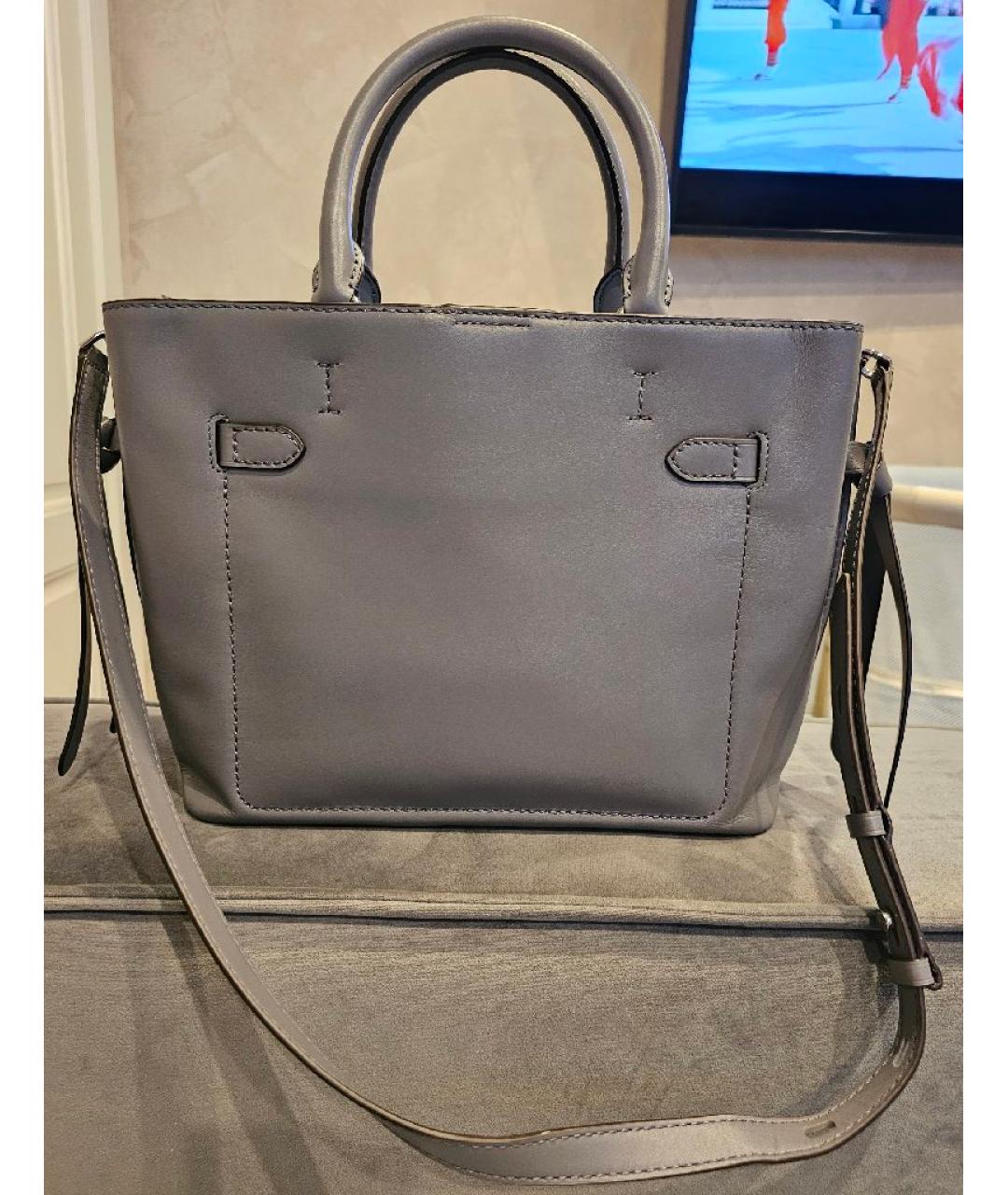 MICHAEL KORS Серая кожаная сумка с короткими ручками, фото 3