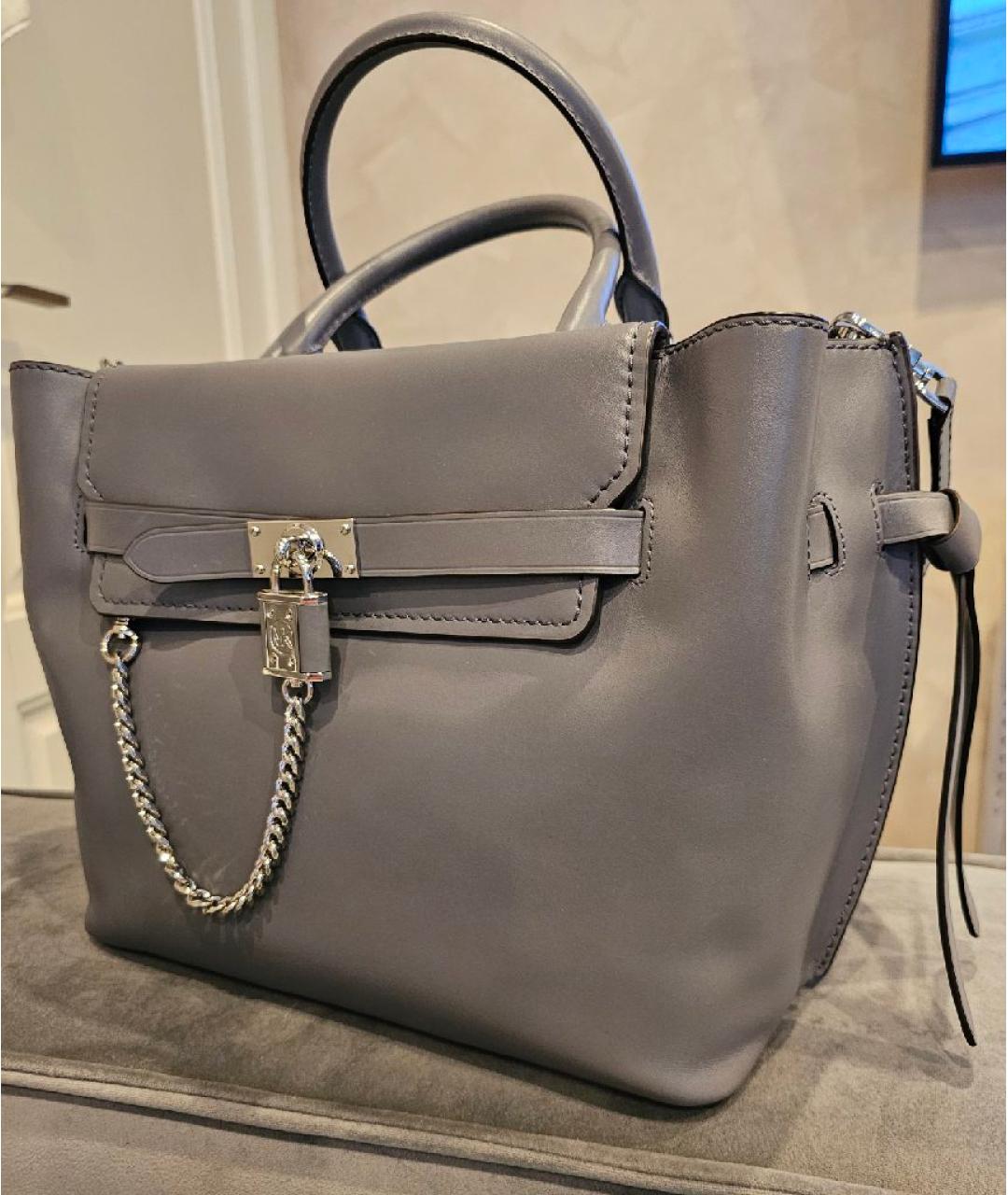 MICHAEL KORS Серая кожаная сумка с короткими ручками, фото 2
