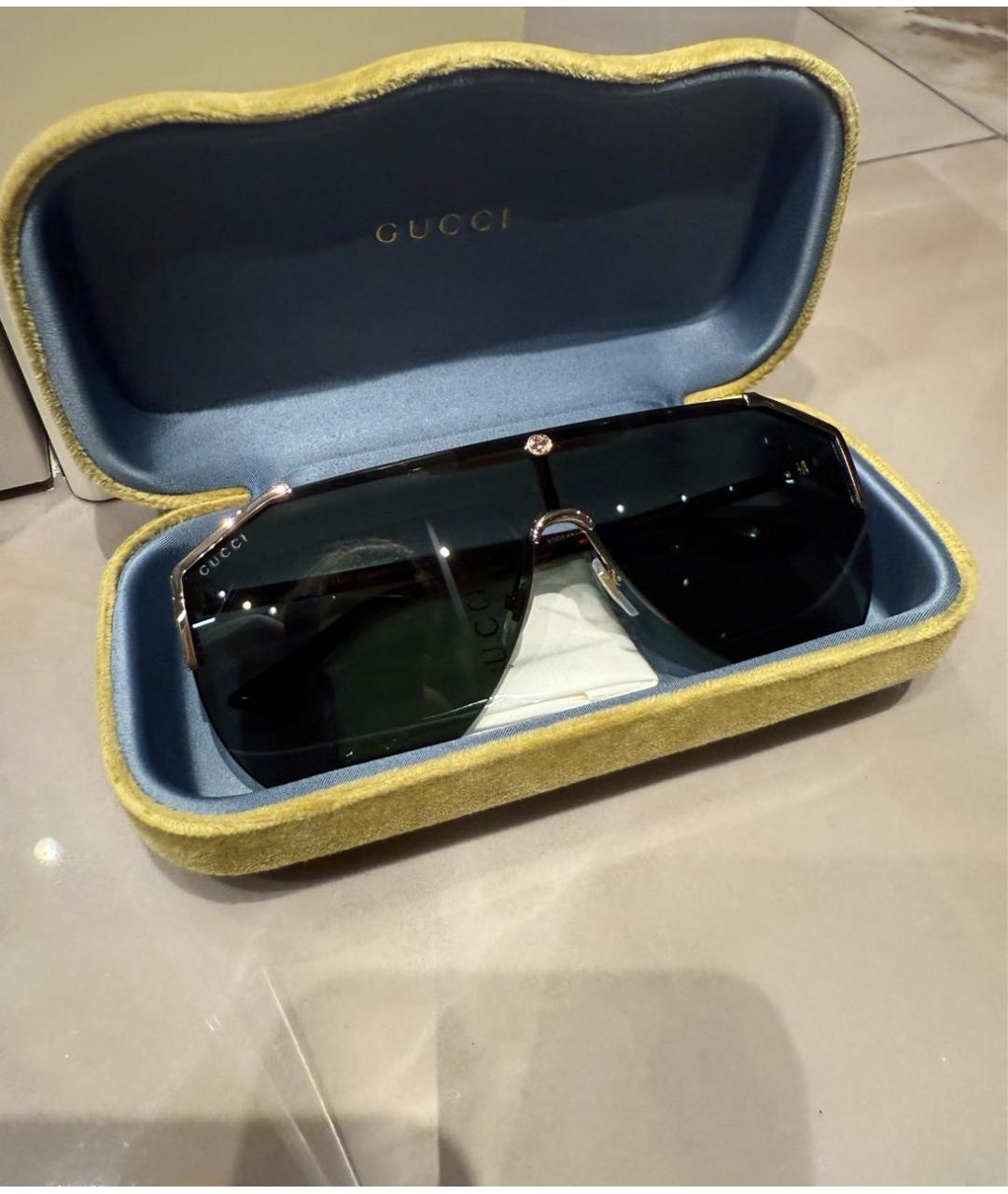 GUCCI Черные металлические солнцезащитные очки, фото 2