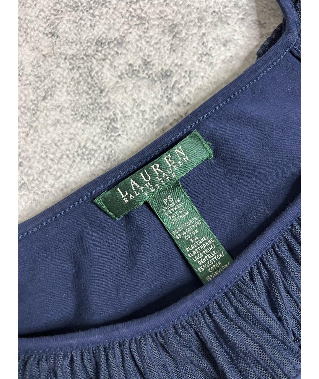 RALPH LAUREN Синяя хлопко-эластановая майка, фото 4