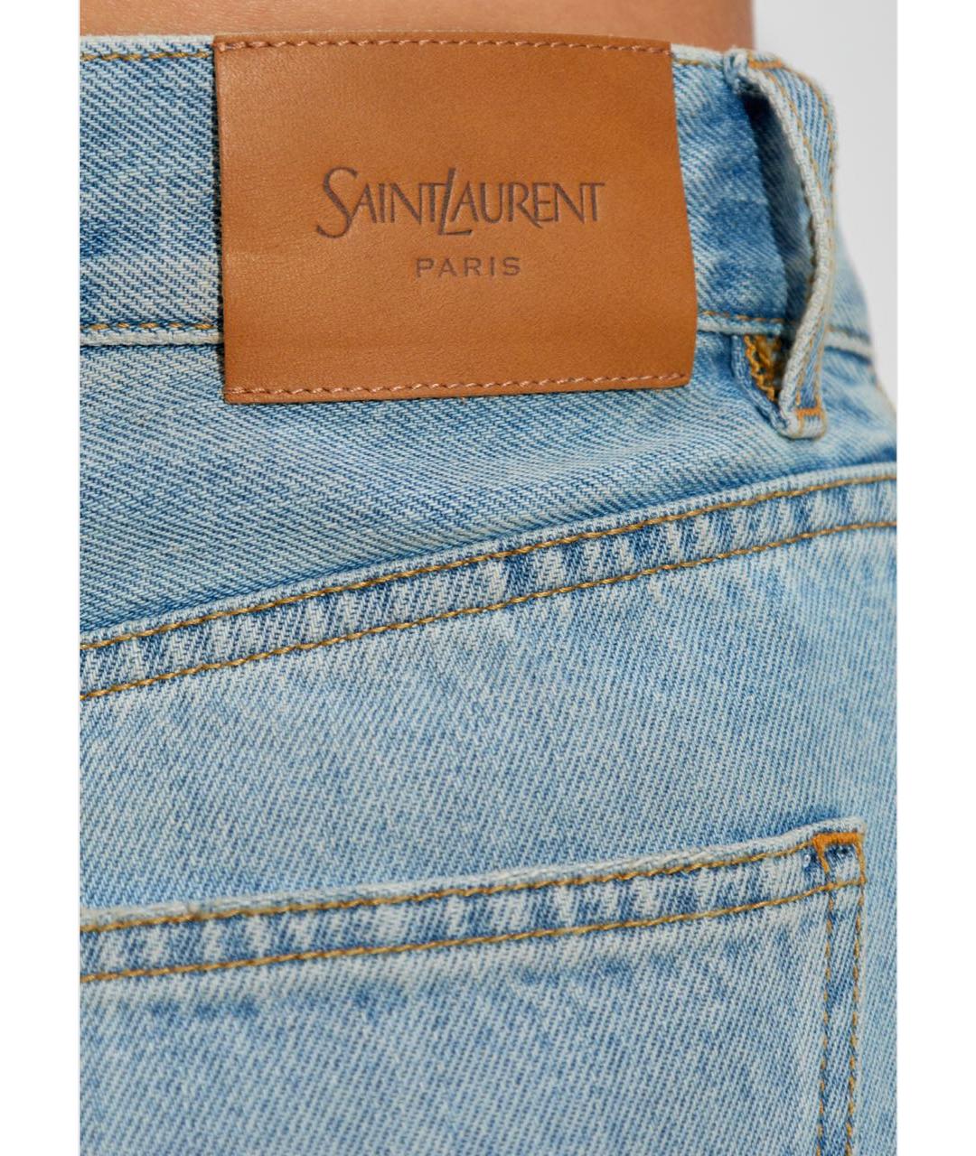SAINT LAURENT Голубые хлопковые джинсы клеш, фото 5