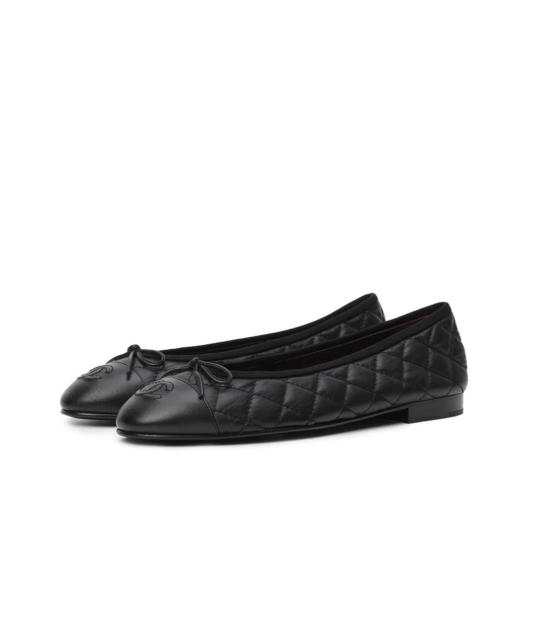 CHANEL Черные кожаные балетки, фото 2