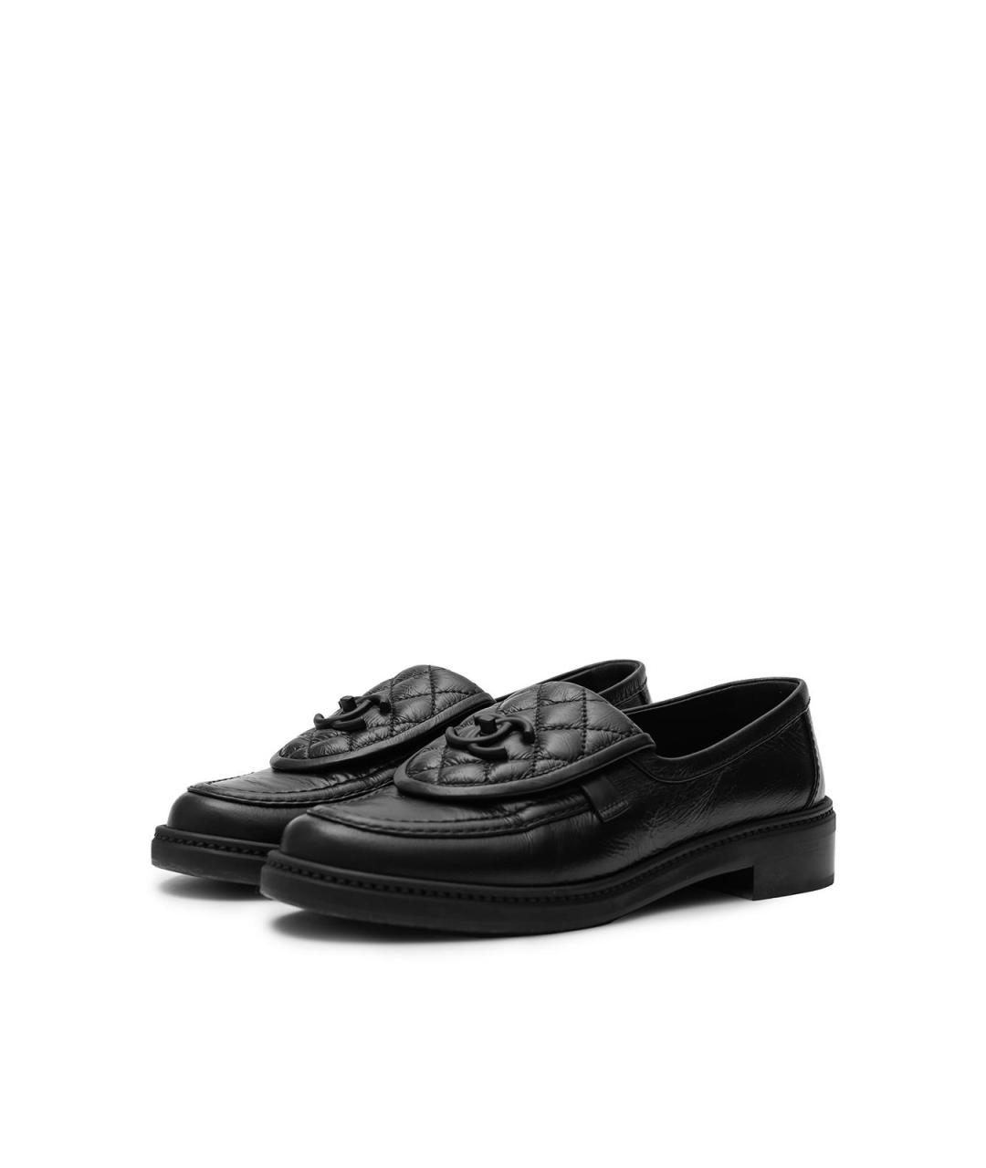 CHANEL Черные кожаные лоферы, фото 4