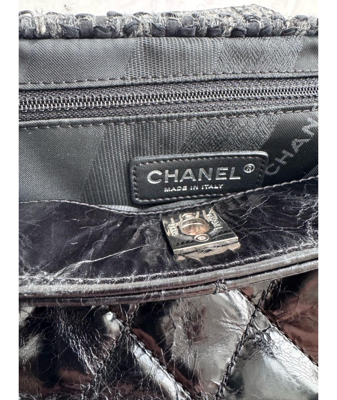 CHANEL Черная кожаная сумка с короткими ручками, фото 5