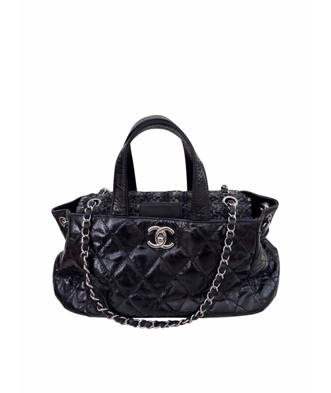 CHANEL Черная кожаная сумка с короткими ручками, фото 1