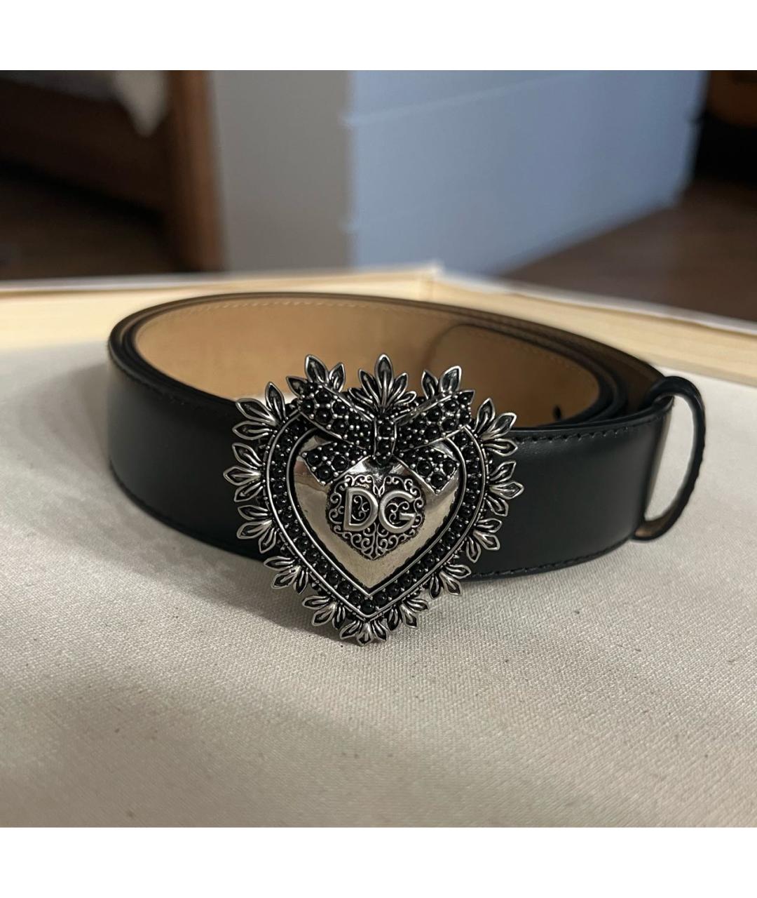 DOLCE&GABBANA Черный кожаный ремень, фото 5
