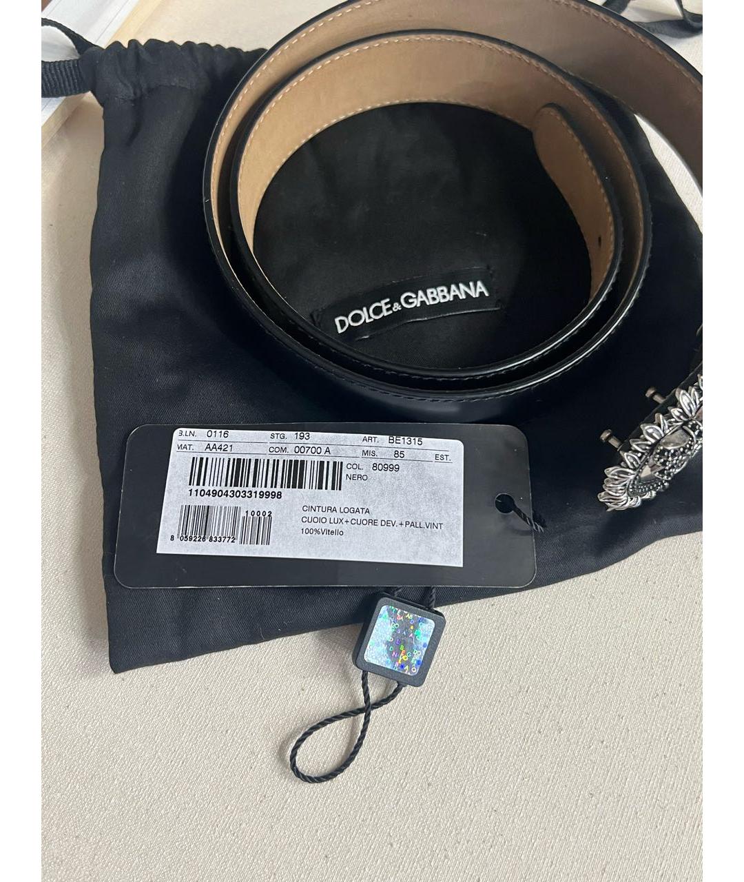 DOLCE&GABBANA Черный кожаный ремень, фото 4