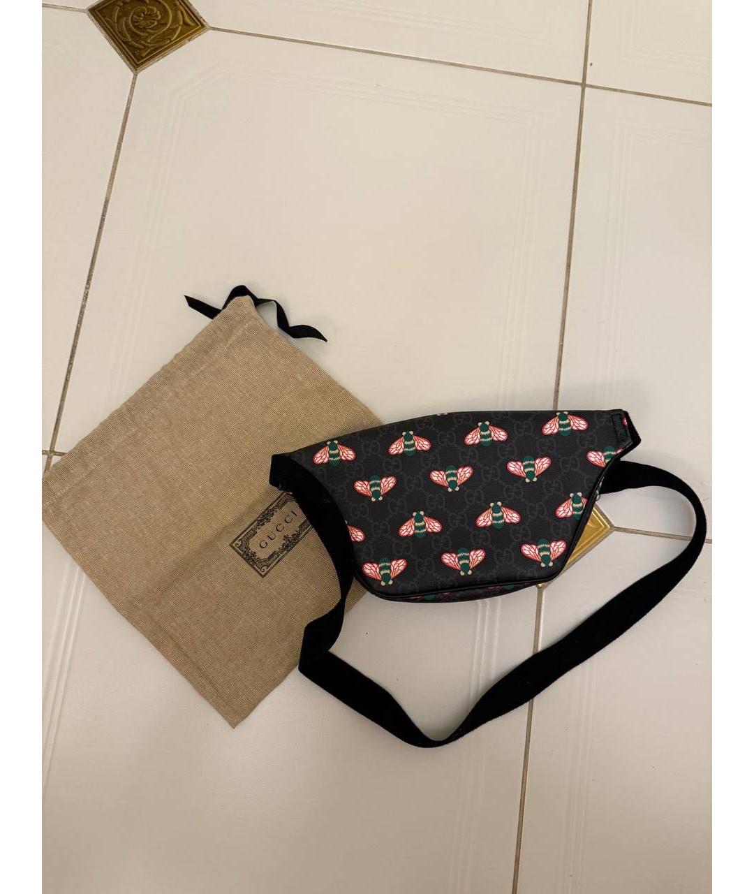 GUCCI Черная барсетка из искусственной кожи, фото 2