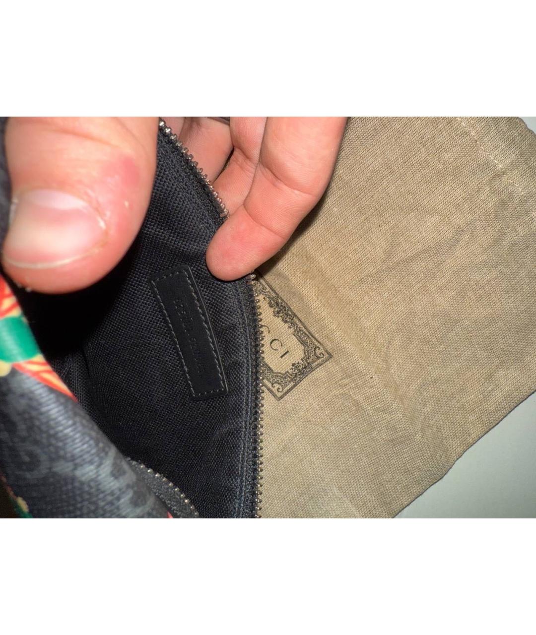 GUCCI Черная барсетка из искусственной кожи, фото 3