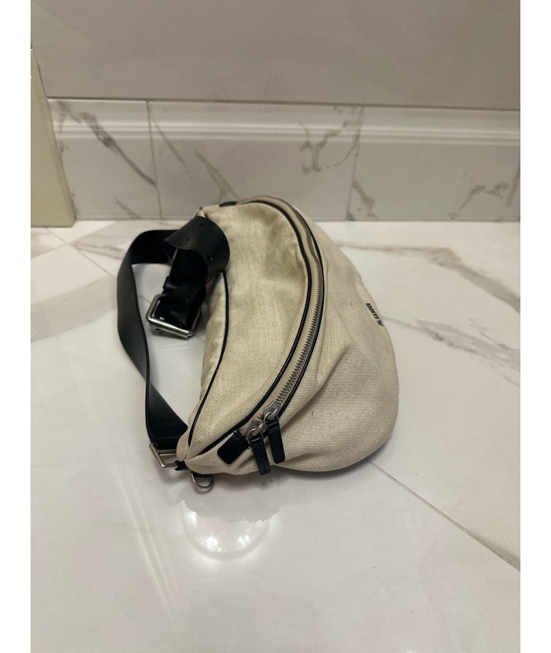 JIL SANDER Бежевая льняная сумка на плечо, фото 2