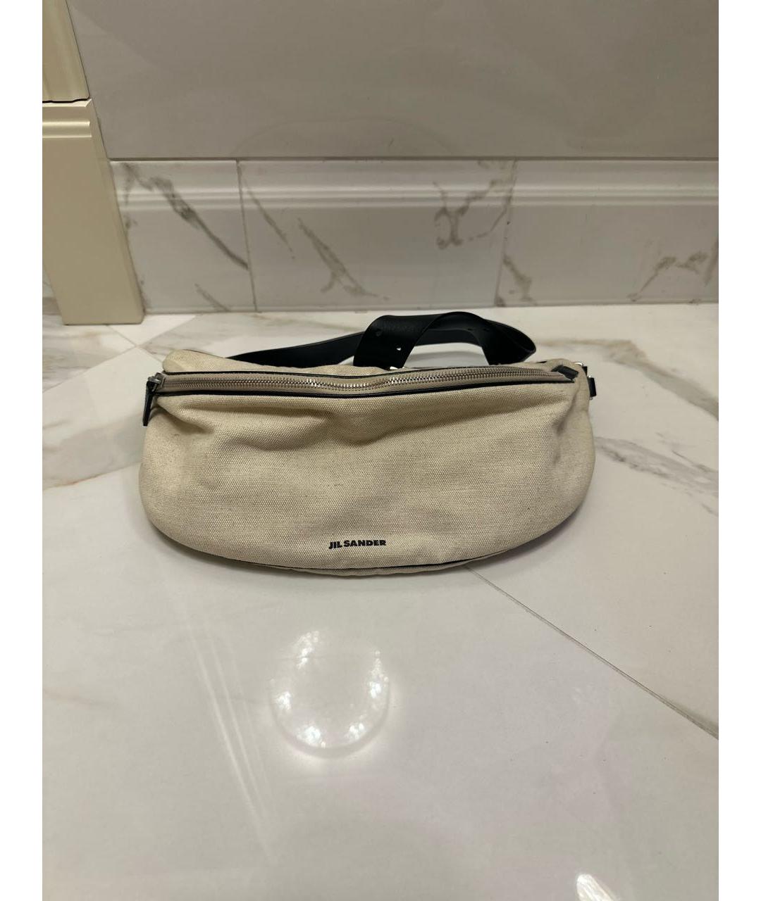JIL SANDER Бежевая льняная сумка на плечо, фото 4