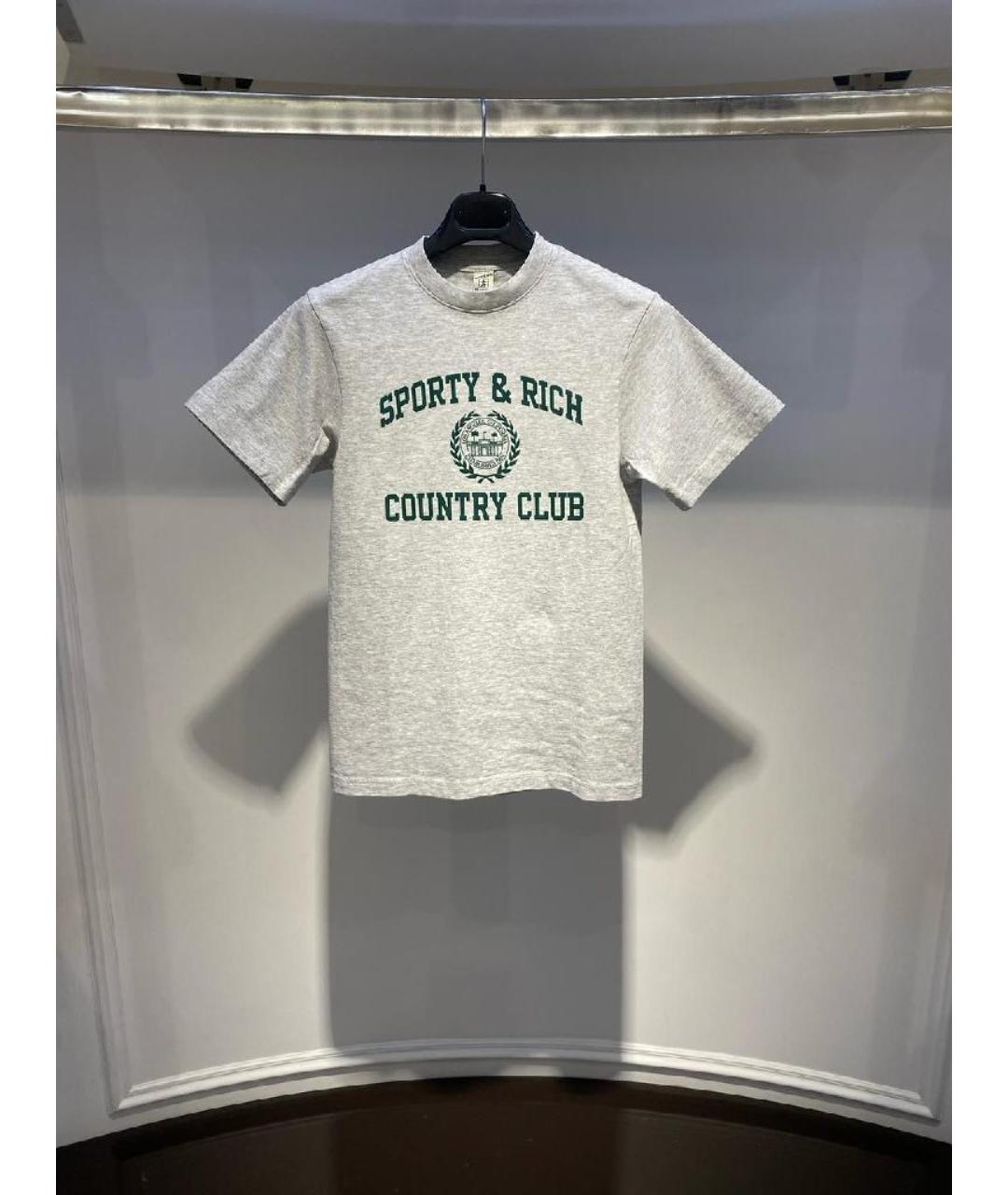 SPORTY AND RICH Серая хлопковая футболка, фото 2