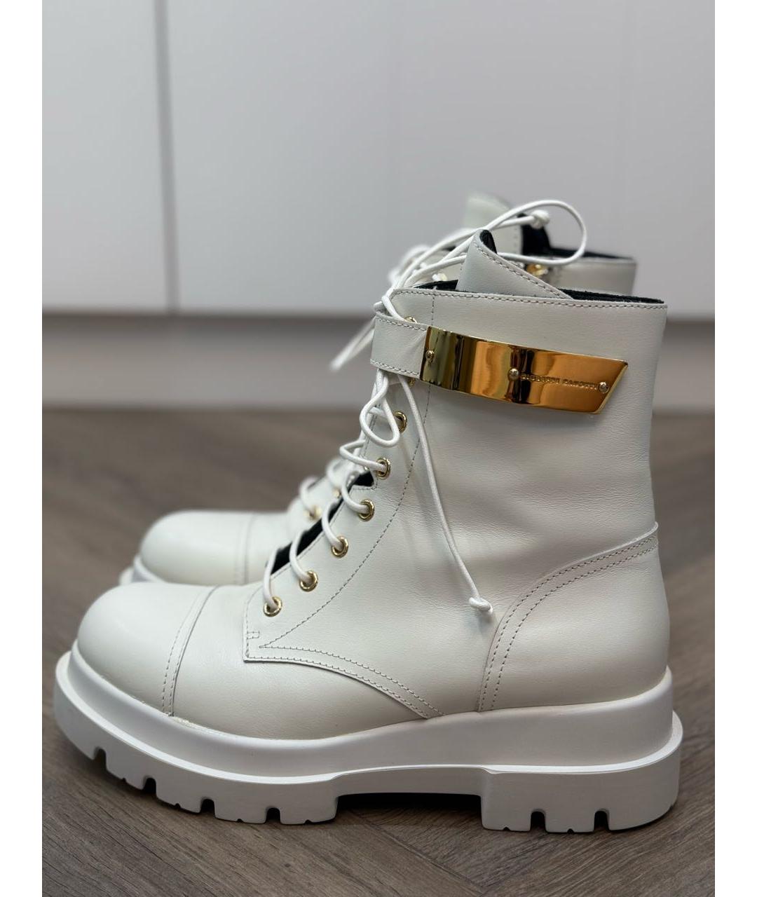 GIUSEPPE ZANOTTI DESIGN Белые кожаные ботинки, фото 9