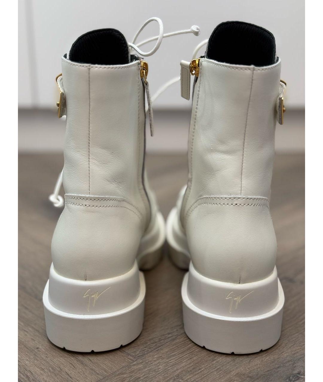 GIUSEPPE ZANOTTI DESIGN Белые кожаные ботинки, фото 4