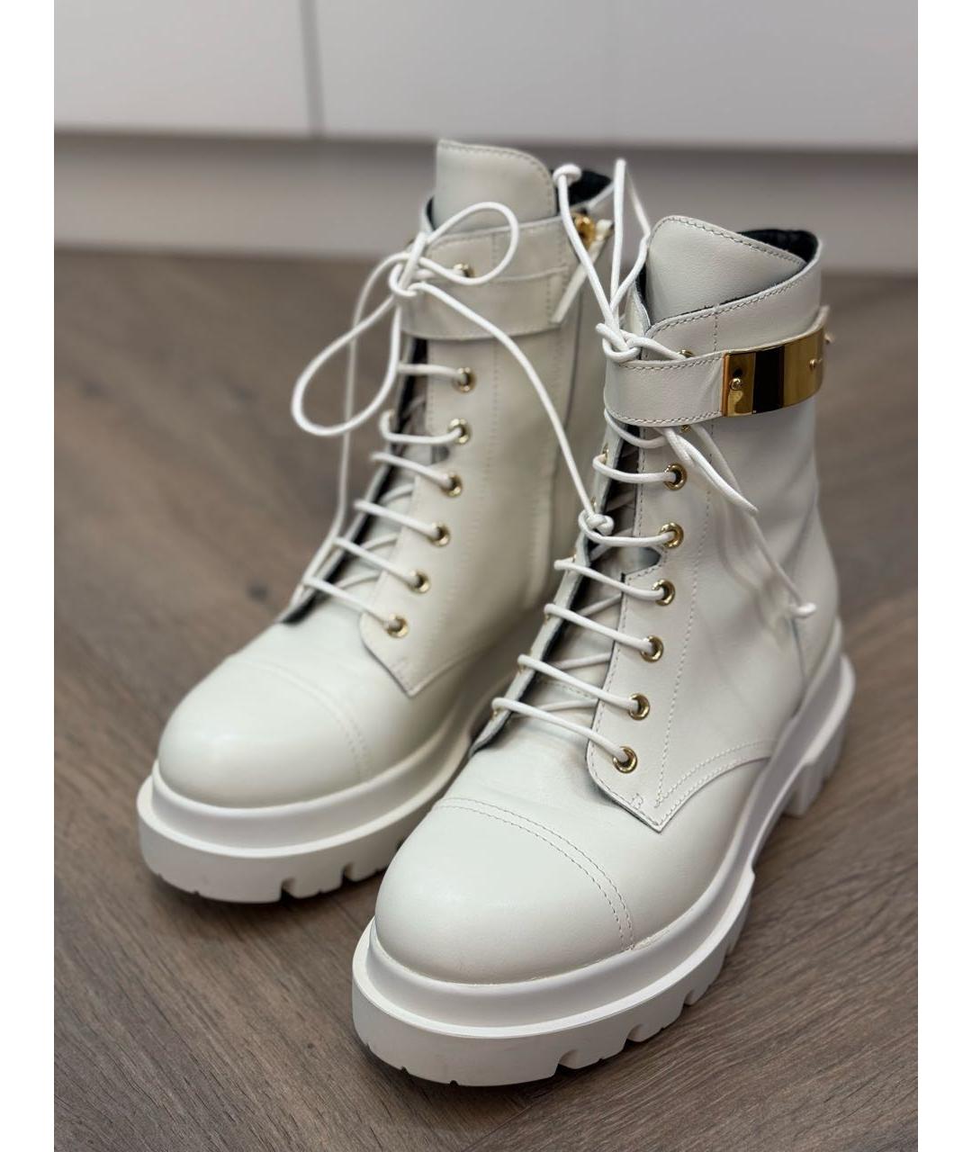 GIUSEPPE ZANOTTI DESIGN Белые кожаные ботинки, фото 2