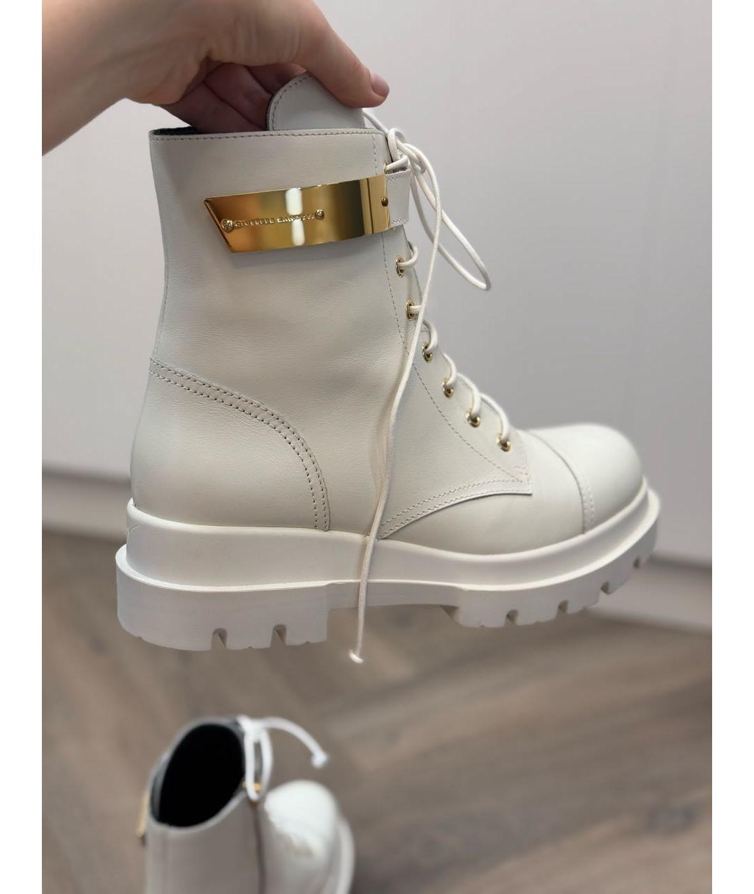 GIUSEPPE ZANOTTI DESIGN Белые кожаные ботинки, фото 5