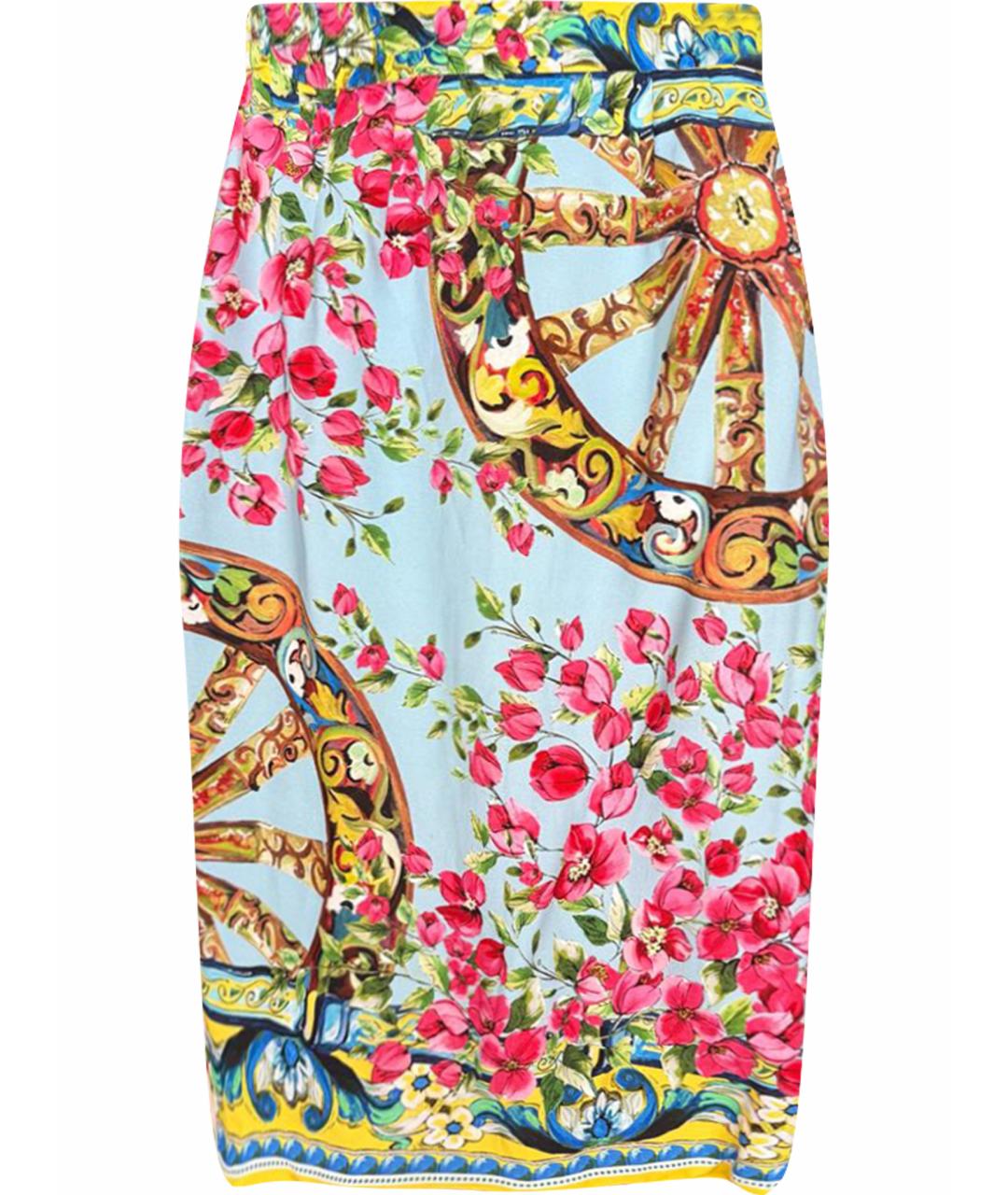 DOLCE&GABBANA Мульти шелковая юбка миди, фото 1