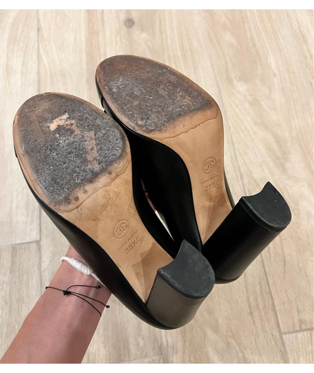 CHANEL Черные кожаные туфли, фото 5